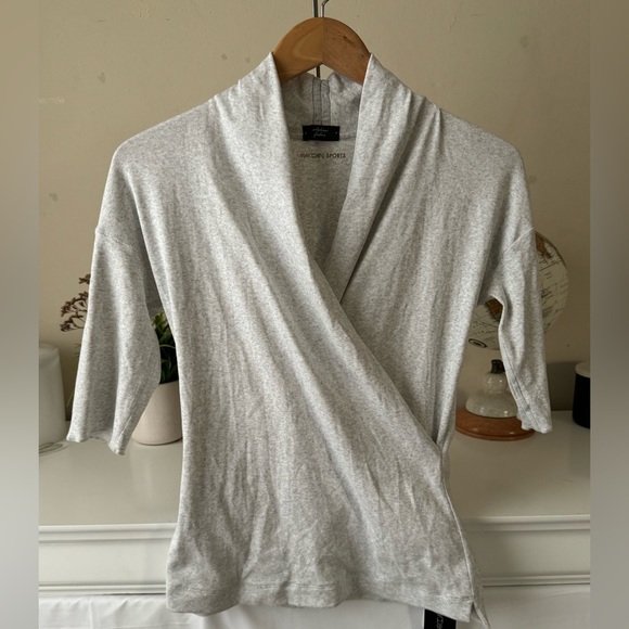 Marc Cain Sport Gray Long Sleep V-Cross front Top Size N2 (US 6) NWT - Picture 1 of 4